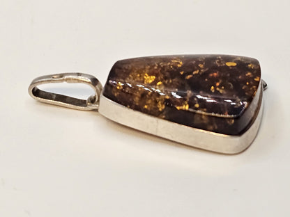Vtg Natural Baltic Amber Gemstone 925 Sterling Silver Jewelry Pendant 2 In Long
