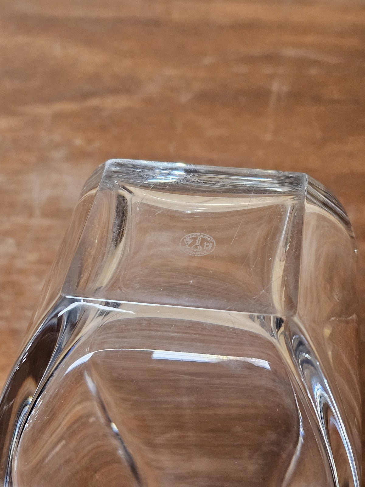 Baccarat Celine Square Crystal Floral Vase Tall Signed 1980s Rare Small Chip
