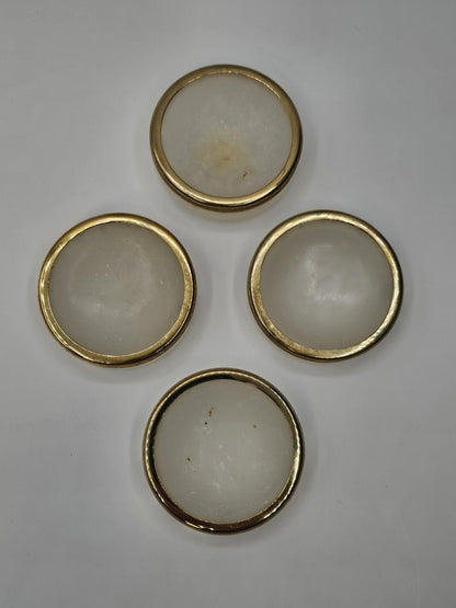 Vintage Italian White Opaline Round Cigarette Trinket Box & 4 Ashtray Coasters
