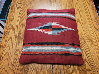 Vintage Native American Hand Stitched Throw Pillow Red Southwest Style 19" X 17"