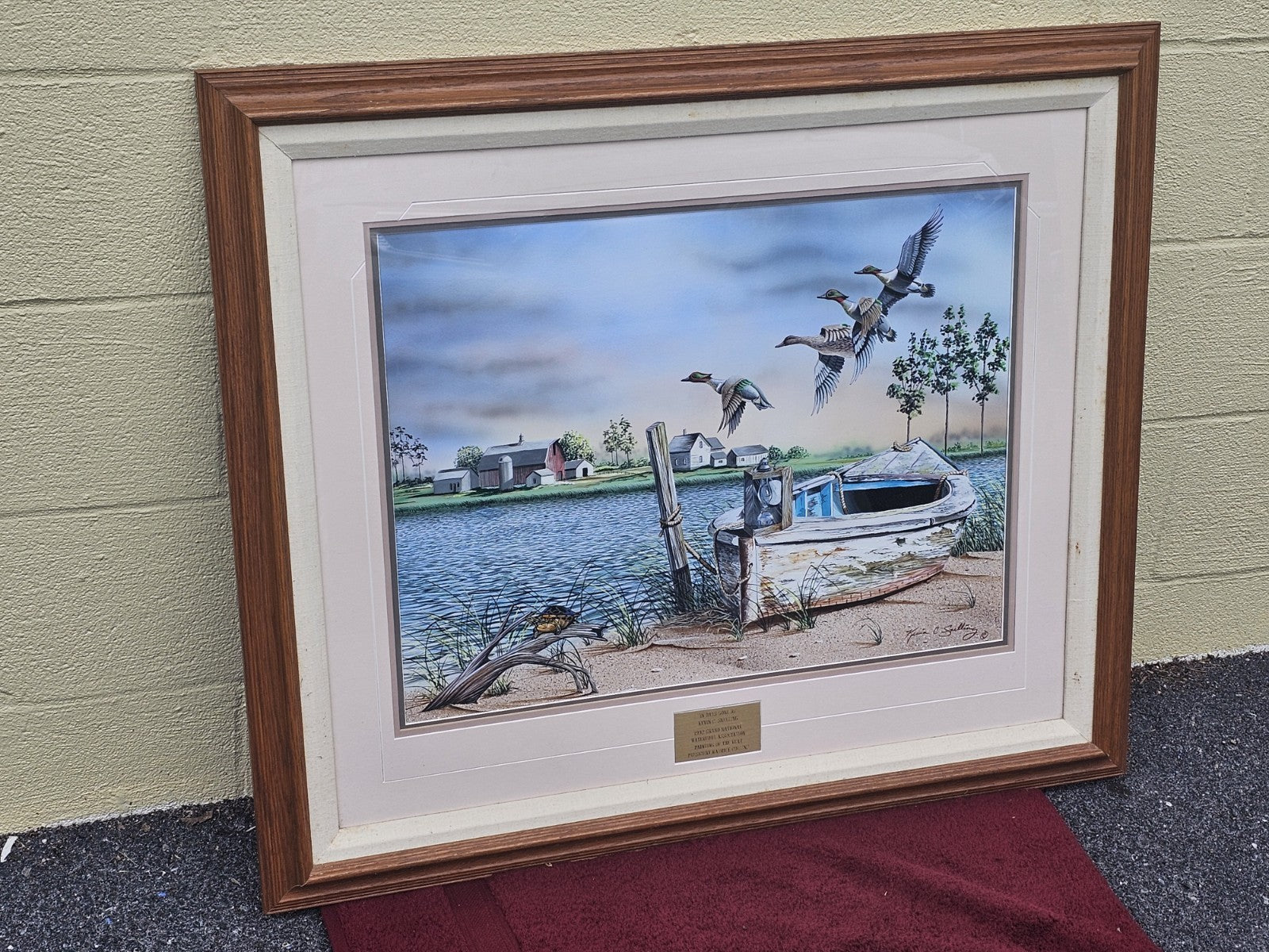 Original Oil On Board Painting Of Green Winged Teal Ducks Chesapeake Bay Area MD