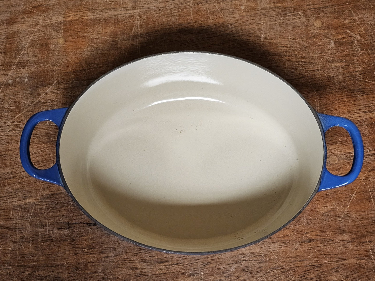 Le Creuset Enameled Cast Iron Signature Oval Casserole Blue Good Condition Used