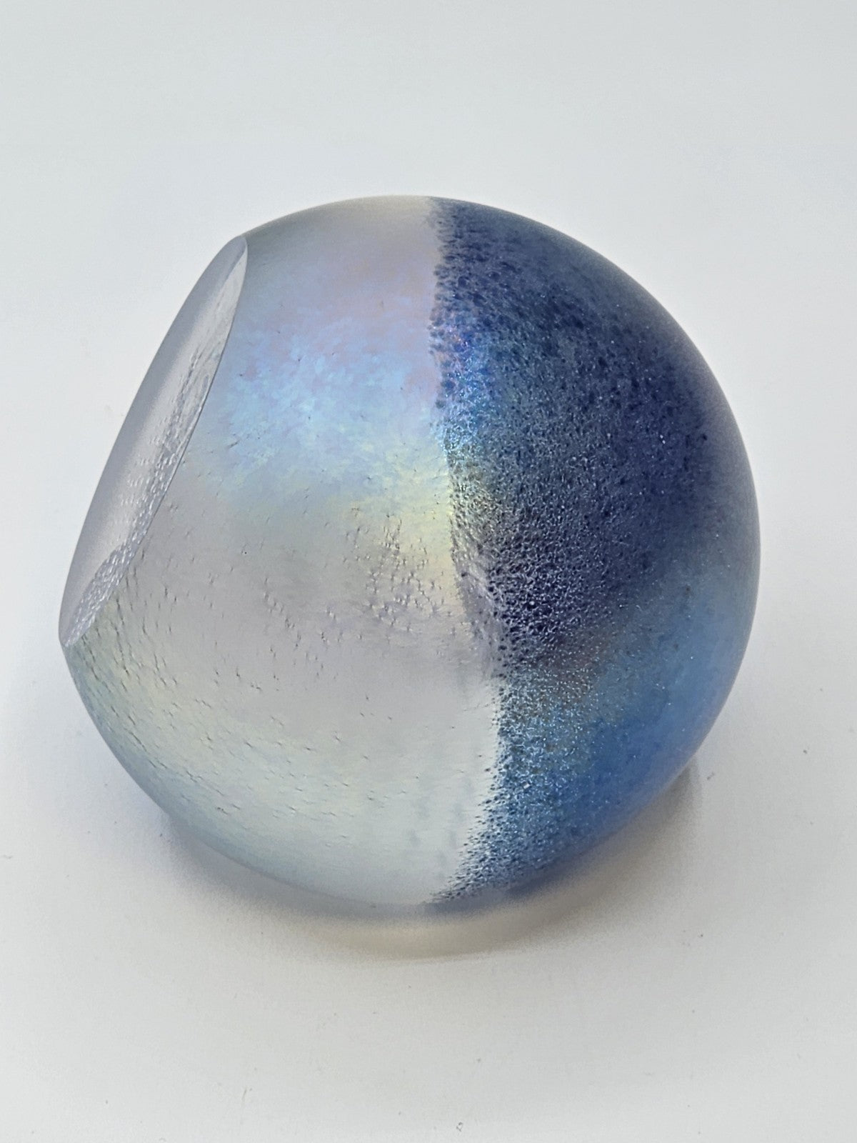 Signed April Showers Iridescent Blue Green Purple Paperweight 3 In Rain Clouds