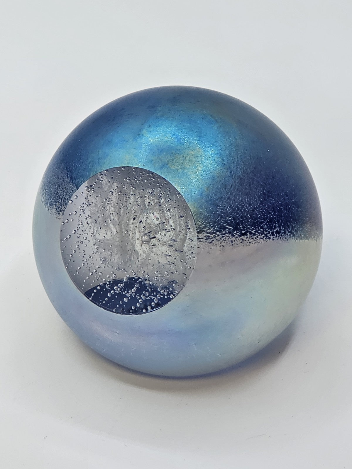 Signed April Showers Iridescent Blue Green Purple Paperweight 3 In Rain Clouds