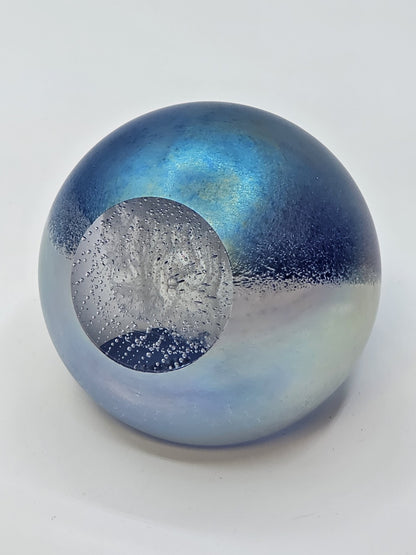Signed April Showers Iridescent Blue Green Purple Paperweight 3 In Rain Clouds
