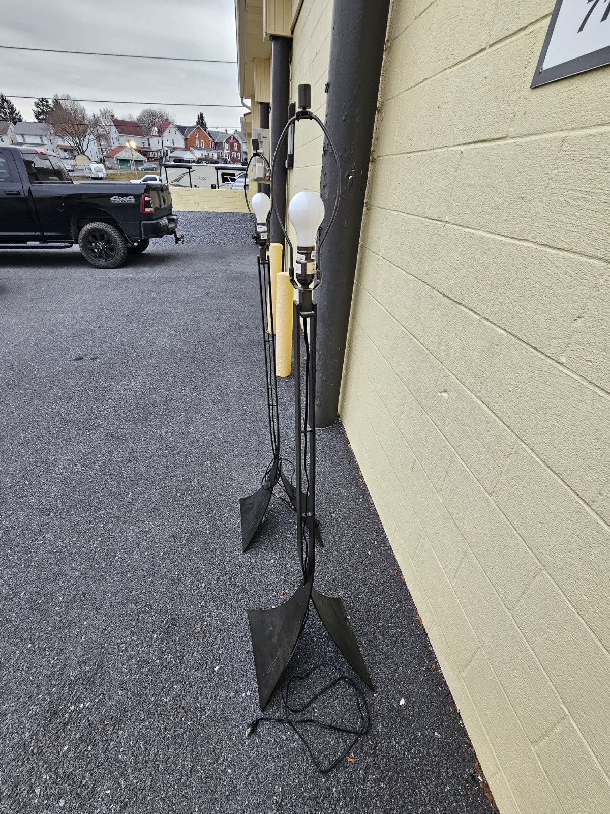 Hubbardton Forged Iron Contemporary Stasis Floor Lamp Pair 63 In Tall