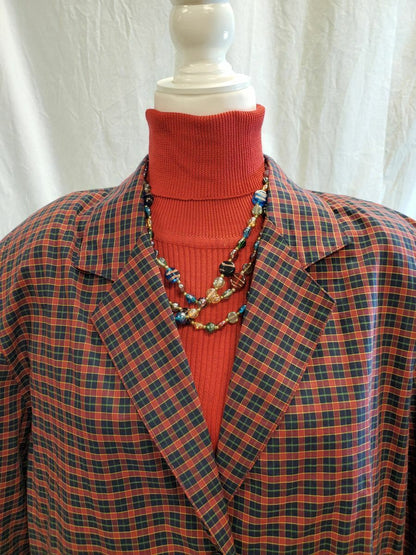 Vintage Talbots 1970s - 1980s Plaid Blazer Jacket Women's