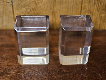 MCM Lucite Acrylic Display Base Pair Block Plateaus 6 In Tall W Beveled Sides