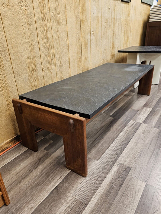 Crafts Associates Adrian Pearsall Rectangle Walnut Frame Slate Top Coffee Table 