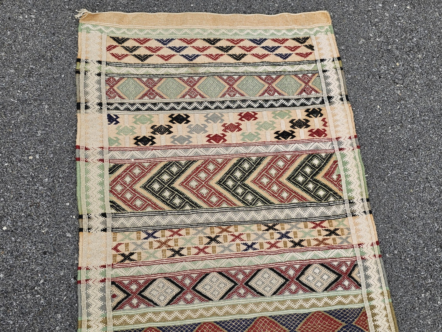 Vtg Native American Handmade Tribal Rug Runner Handwoven 9 Foot (116") Long