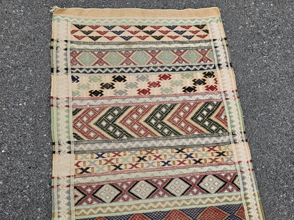 Vtg Native American Handmade Tribal Rug Runner Handwoven 9 Foot (116") Long