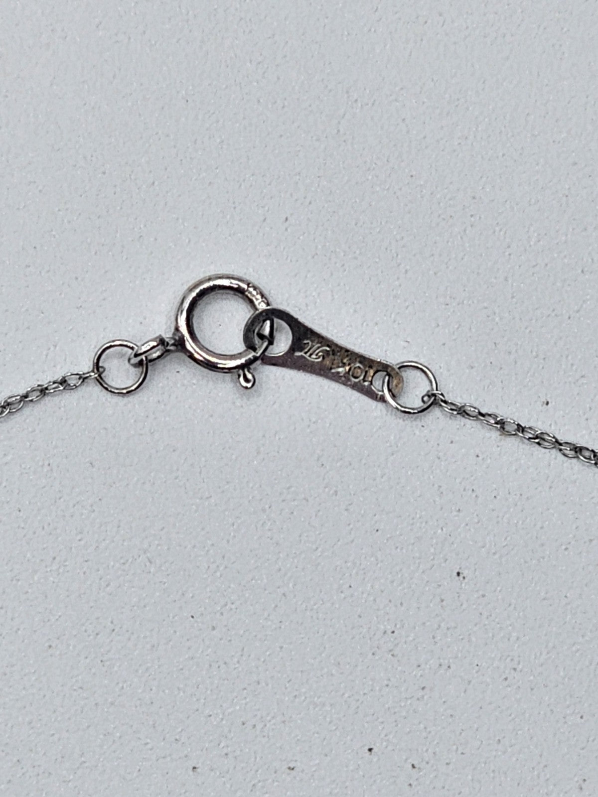 10k White Gold Cross Pendant & 10k White Gold Necklace W 8 Clear Stones 18 In