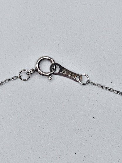 10k White Gold Cross Pendant & 10k White Gold Necklace W 8 Clear Stones 18 In