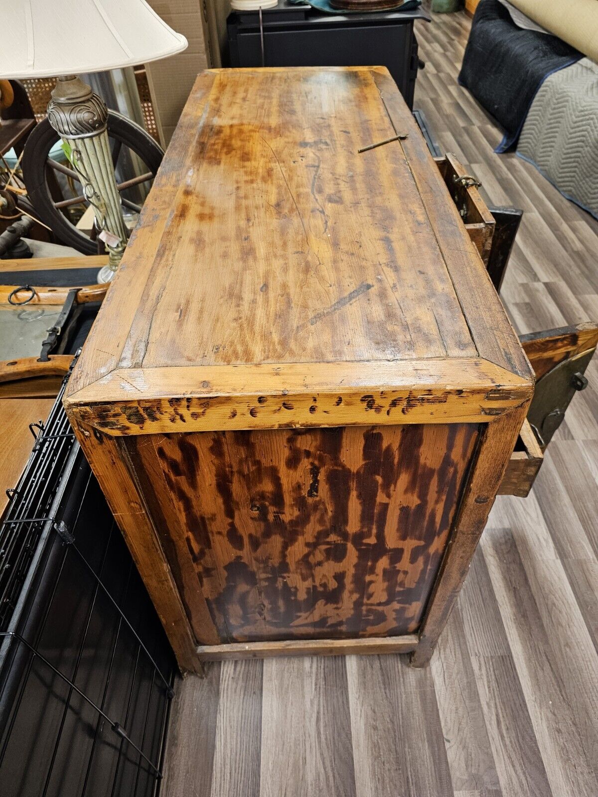 Antique 19th Century Asian Chinoiserie Style Sideboard Cabinet Chest