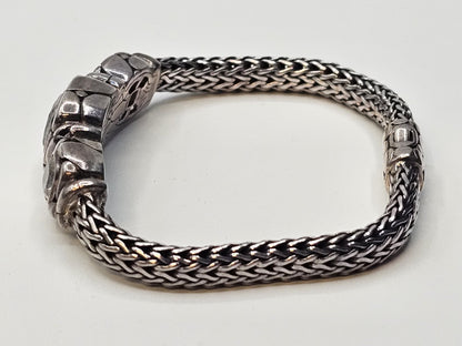 John Hardy 925 Sterling White Topaz Woven Bracelet 33 Grams 7.5 Inch 3 Stones