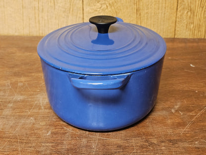 Le Creuset Enameled Cast Iron Signature Oval Casserole Blue Good Condition Used