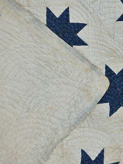 19th Century Antique Circa 1850 Floating 8 Point Star Lap Americana Quit 63 X 72