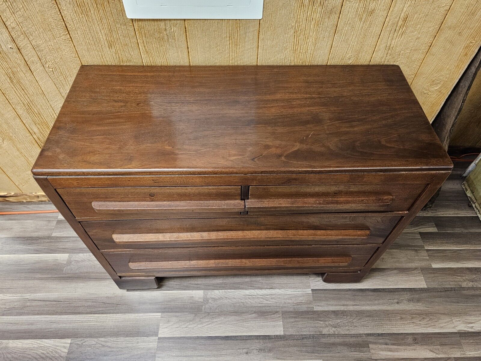 19th Century Walnut 4 Drawer Dresser Chest Of Drawers With MCM Look