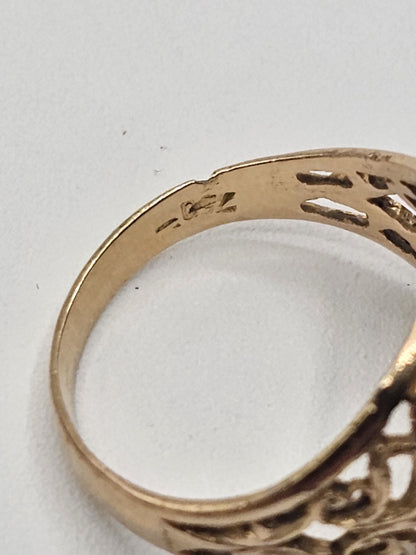 750 18k Yellow Gold Smoky Topaz Quartz Cocktail Ring 3.5 Grams Size 5.25