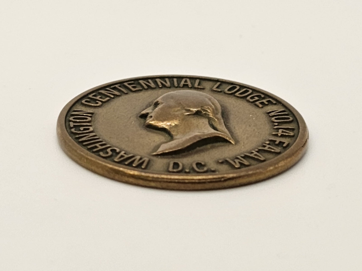 Vintage Bronze Masonic Medal Token w George Washington DC Centennial Lodge No 14