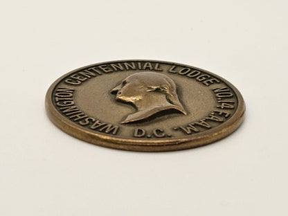 Vintage Bronze Masonic Medal Token w George Washington DC Centennial Lodge No 14