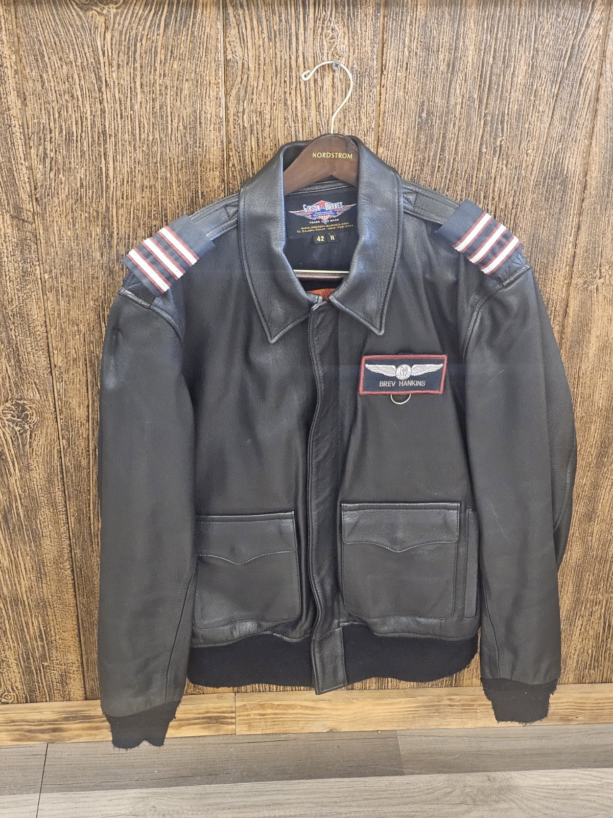 Vtg American Airlines Gibson & Barnes Men's Skyliner Flight Leather Jacket  42R