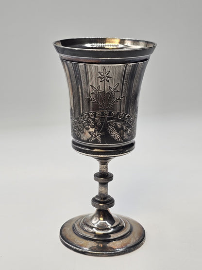 Reed & Barton Silver Plated Goblet Chalice Champagne Goblet Pair Very Ornate