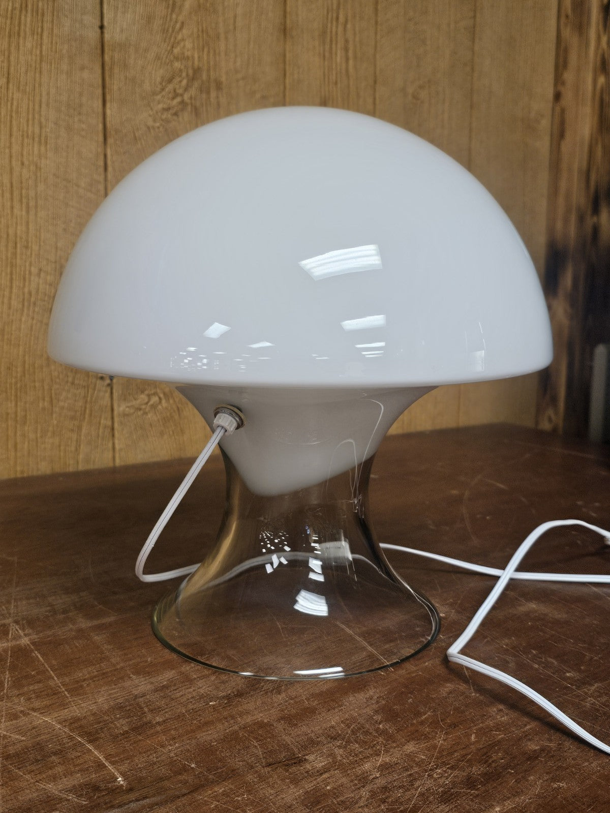 MCM Postmodern Italian Murano Glass Mushroom Table Lamp Gino Vistosi 14.5" Tall