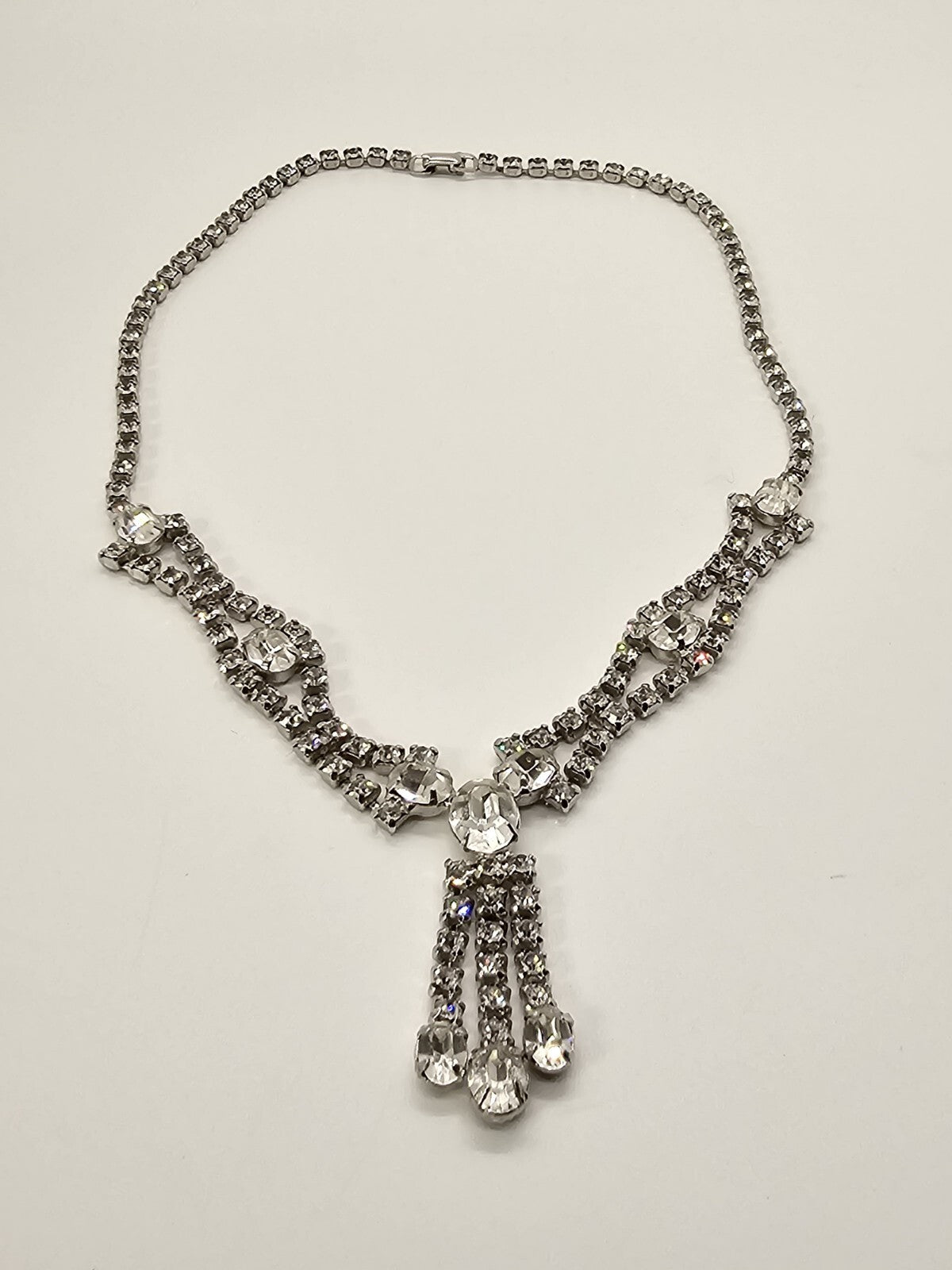 Vintage Sparkly Rhinestone Statement Necklace Choker 16 Inch High Quality 