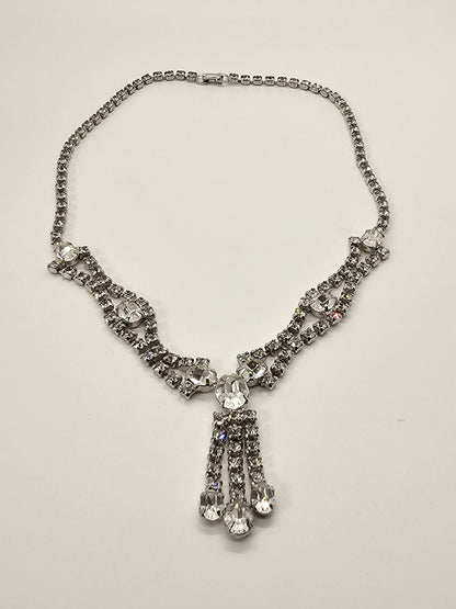 Vintage Sparkly Rhinestone Statement Necklace Choker 16 Inch High Quality 