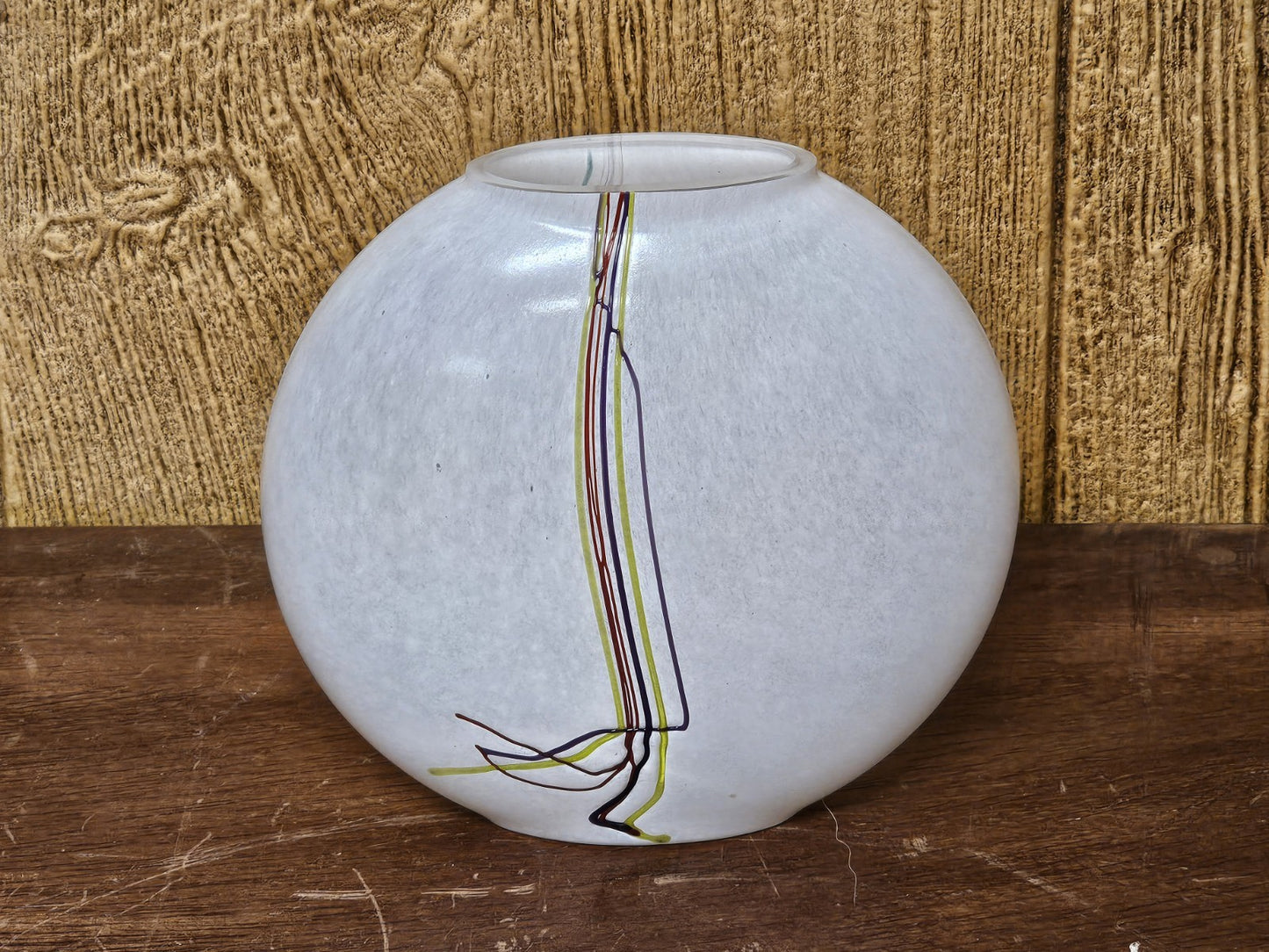 Kosta Boda Swedish Art Glass Rainbow Vase Bertil Vallien Vintage Signed 5.5 In T