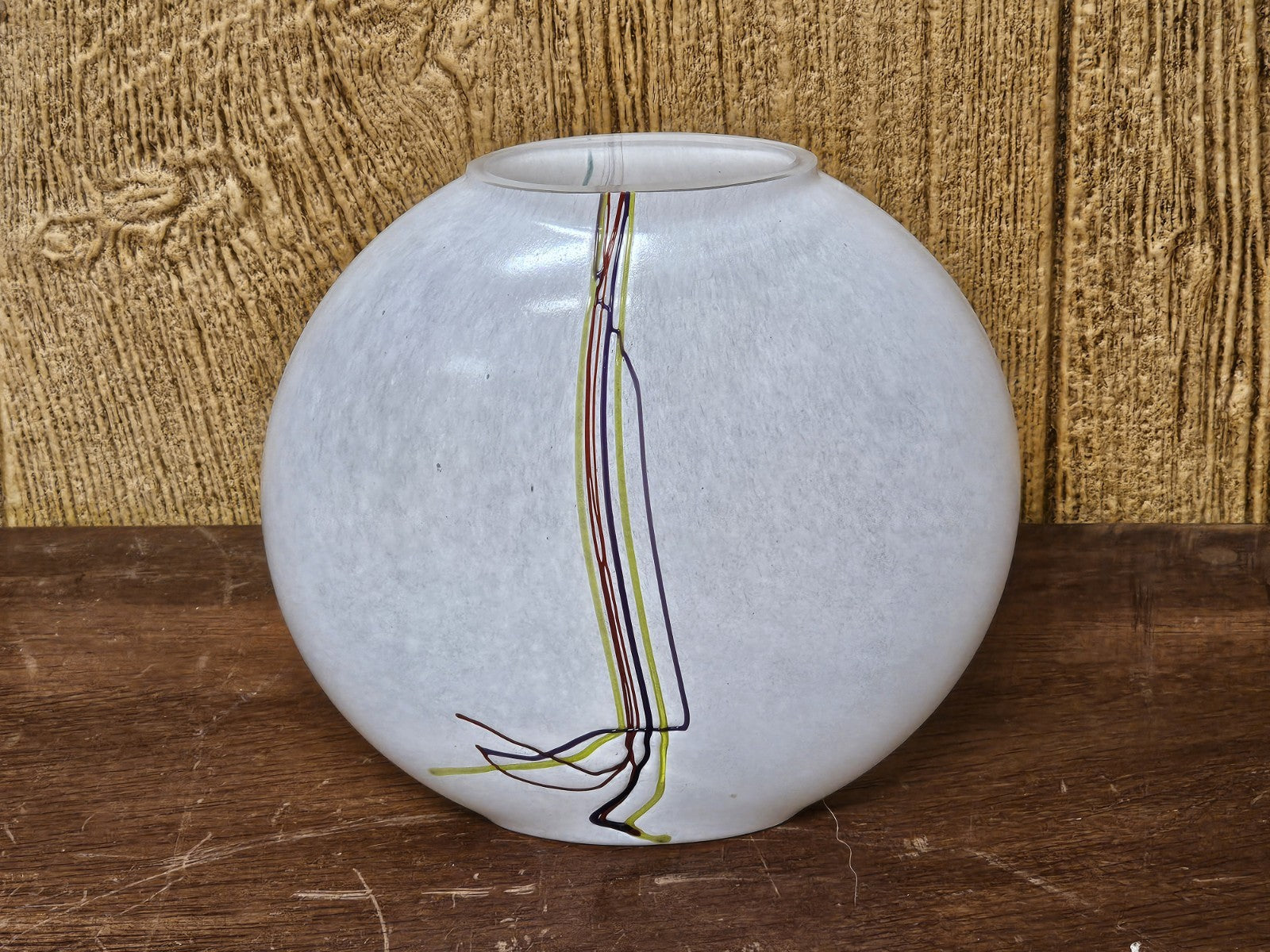 Kosta Boda Swedish Art Glass Rainbow Vase Bertil Vallien Vintage Signed 5.5 In T