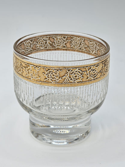 Vtg MCM Culver Gold Rim Tyrol Hollywood Regency Cocktail Pitcher & Glasses