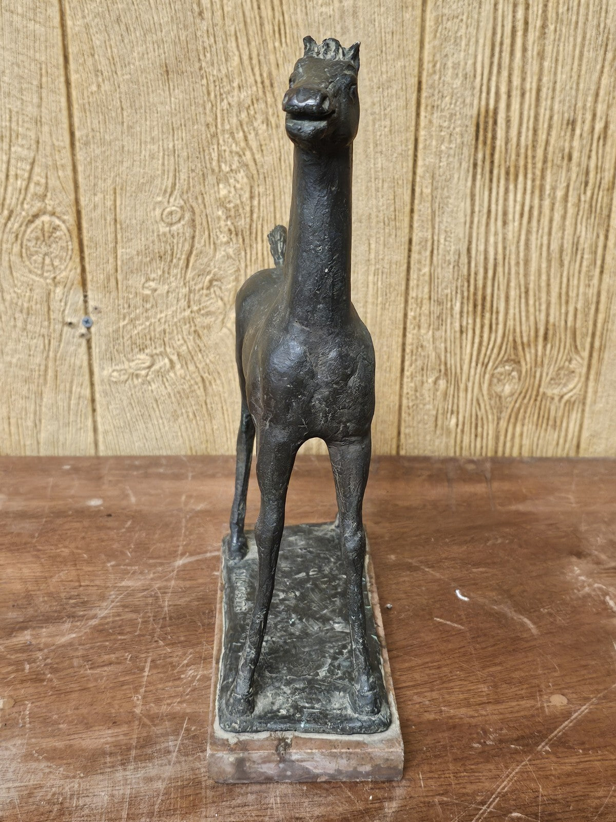 Vtg MCM Modernist Figural Bronze Horse By Pino Conte Italian "Cavallo" 14.5" T