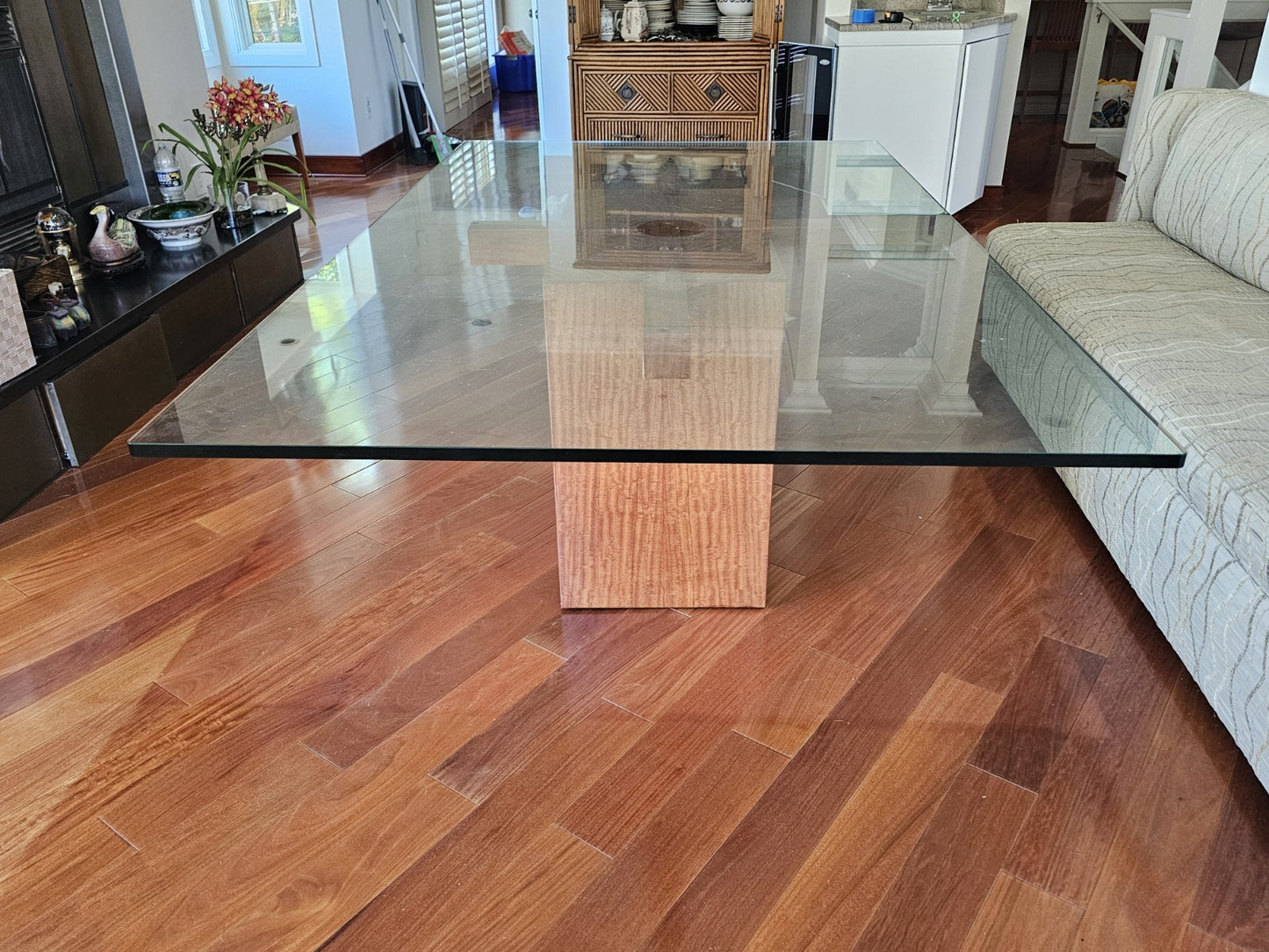 Mid Century Modern Danish Rosewood Glass Top Dining Table Alwy Visschedyk?