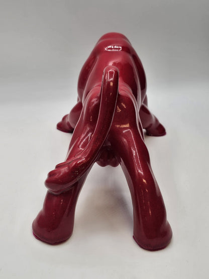 Vtg MCM Royal Haeger Red Glazed Charging Bull Sculpture Ceramic Pottery 14.5 In