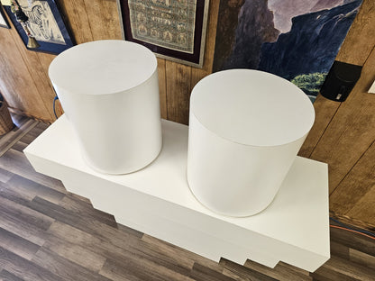 1980s Post Modern White Lacquer Photography Station W Cylinder Stools 