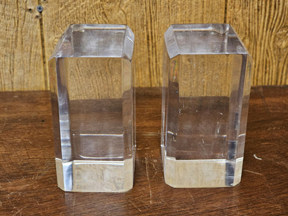 MCM Lucite Acrylic Display Base Pair Block Plateaus 6 In Tall W Beveled Sides