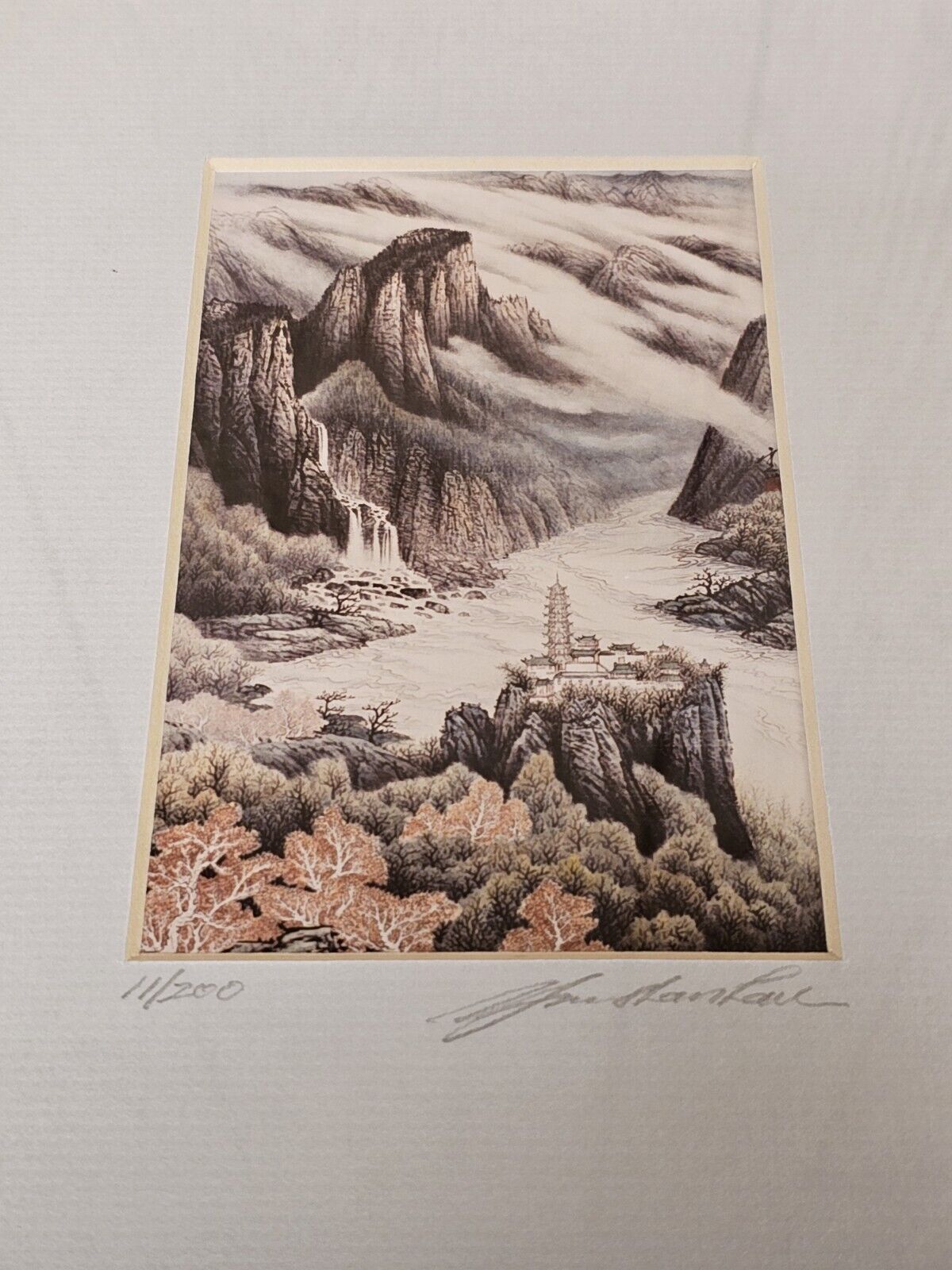 Yun Shan Lau Signed & Numbered Lithograph Art Print Misty Mountain 11/200