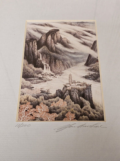 Yun Shan Lau Signed & Numbered Lithograph Art Print Misty Mountain 11/200