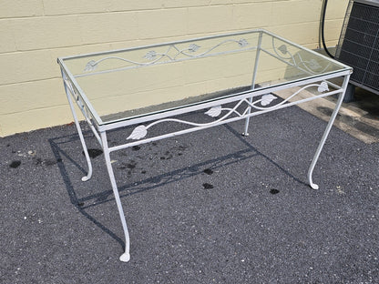 MCM Wrought Iron Salterini? Style Garden Patio Table & 4 Chairs