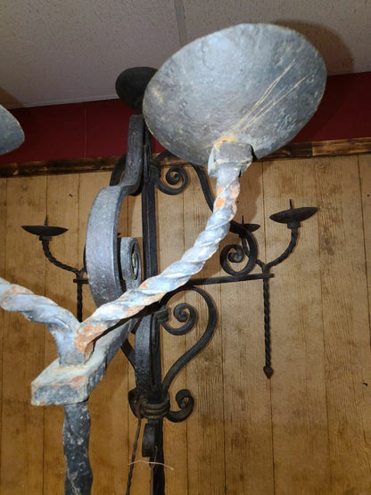 Hand Forged Wrought Iron Floor Candelabra (97" tall x 32" wide)