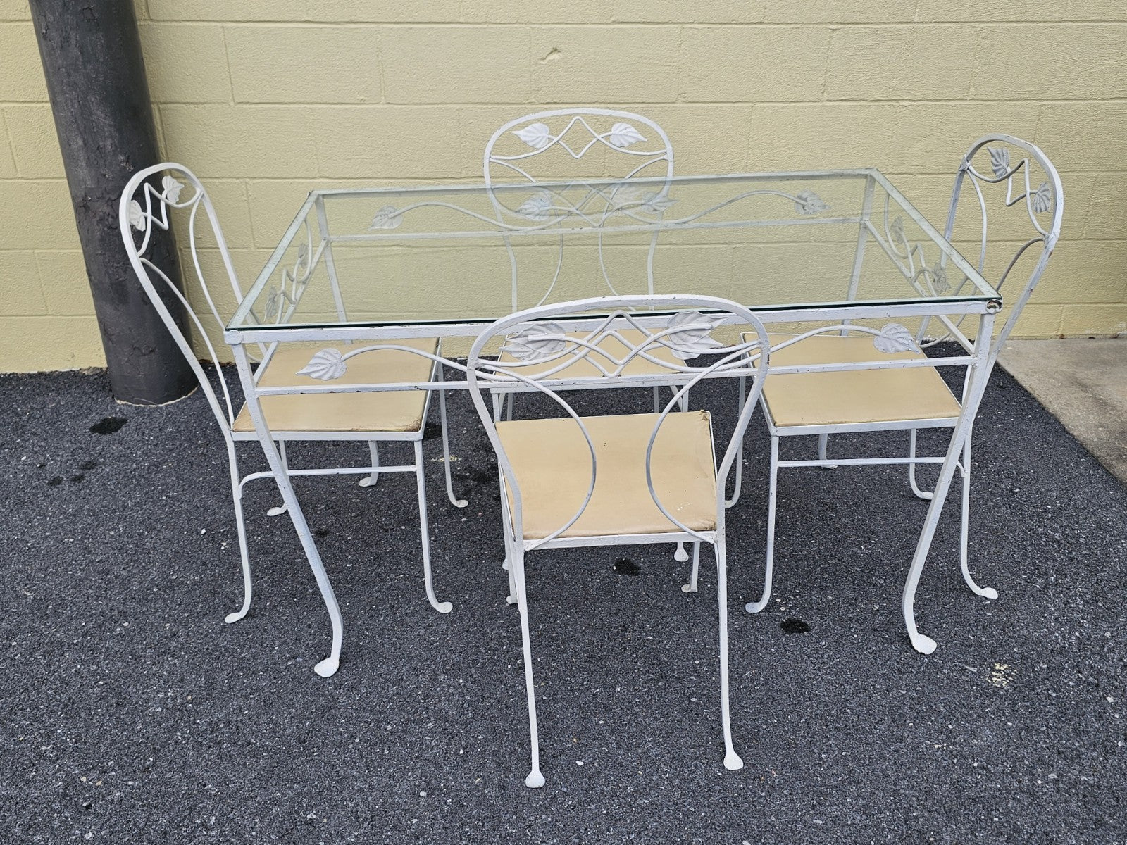 MCM Wrought Iron Salterini? Style Garden Patio Table & 4 Chairs