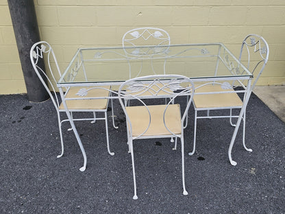 MCM Wrought Iron Salterini? Style Garden Patio Table & 4 Chairs