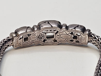 John Hardy 925 Sterling White Topaz Woven Bracelet 33 Grams 7.5 Inch 3 Stones