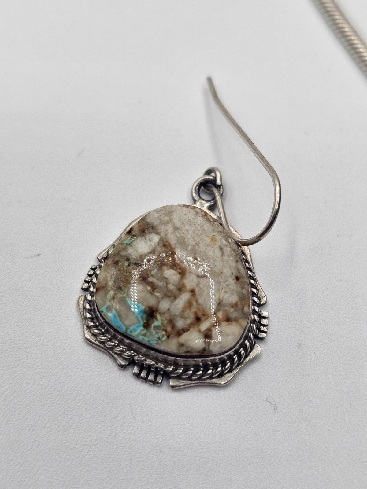 Vtg Kathy Yazzie 925 Sterling Boulder Turquoise Necklace & Earrings
