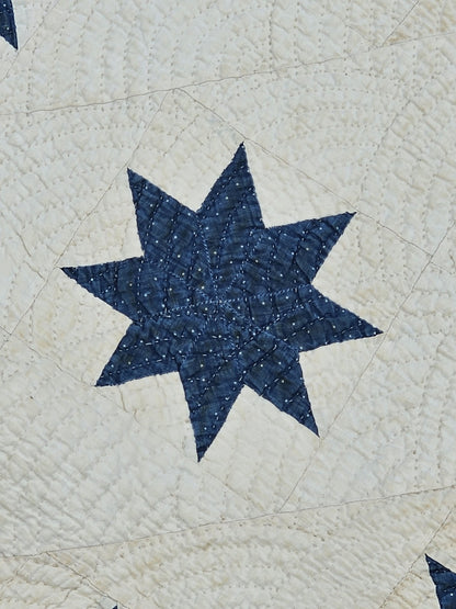 19th Century Antique Circa 1850 Floating 8 Point Star Lap Americana Quit 63 X 72
