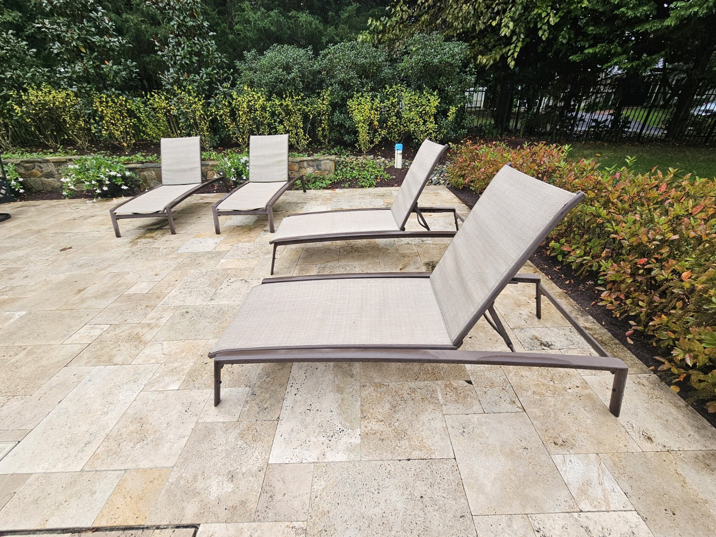 Tropitone Relaxed Sling Chaise Lounge Aluminum Armchairs Set Of 4
