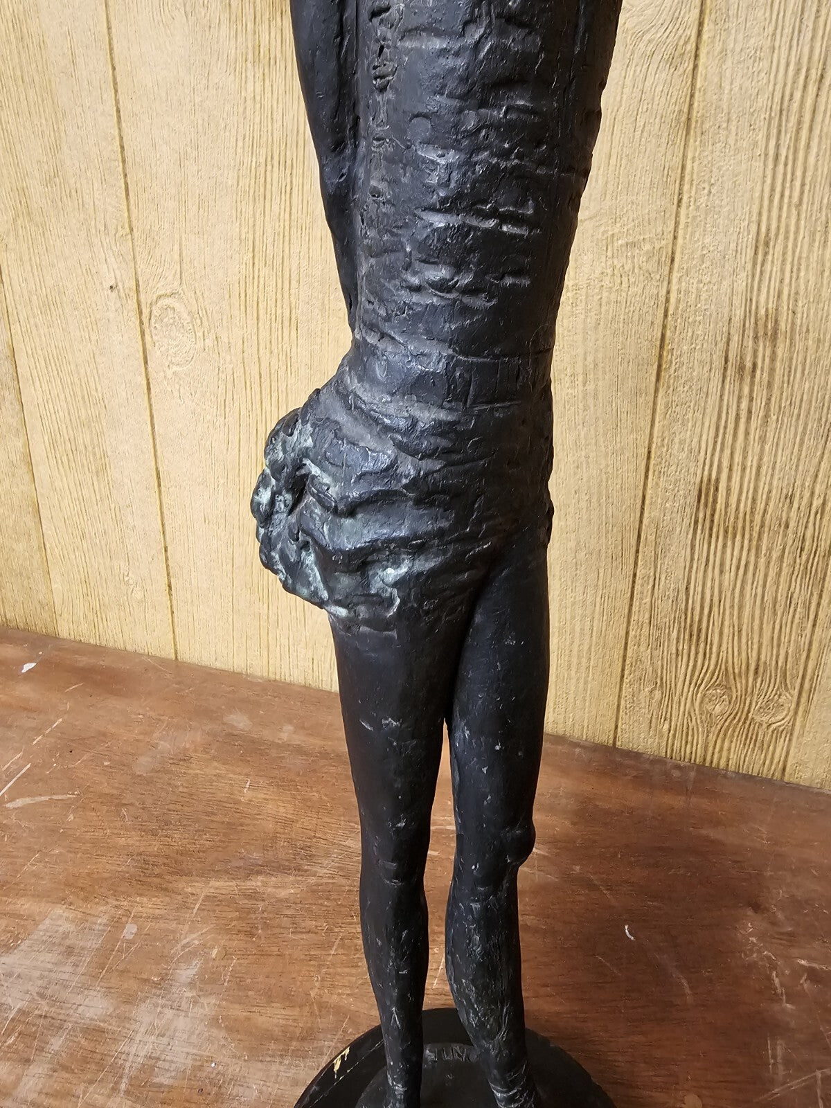 Vtg MCM Modernist Figural Bronze By Pino Conte Italian Standing Ballerina 28.5" 