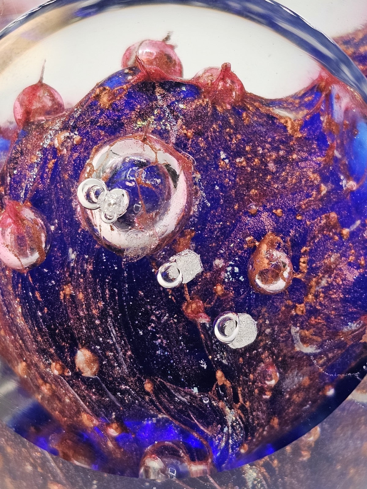 Vintage Glass Eye Studio Orion's Belt Paperweight Cobalt Blue Purple Clear Rose